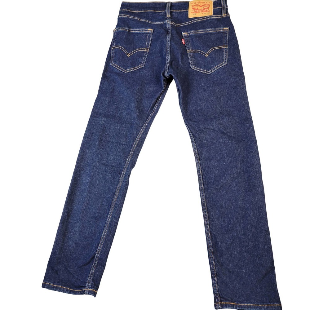 Levi's 502 Tapered Leg Jeans Men's Size 28 x 29 Dark Wash Stretch Blue Denim